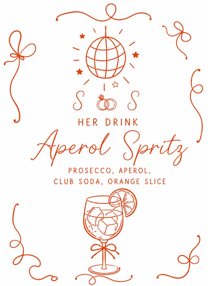 Custom bridal shower sign with disco ball and ring illustration